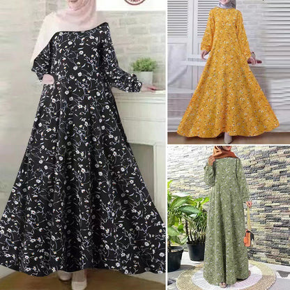 Women's Vintage Long-sleeved Loose Dress
