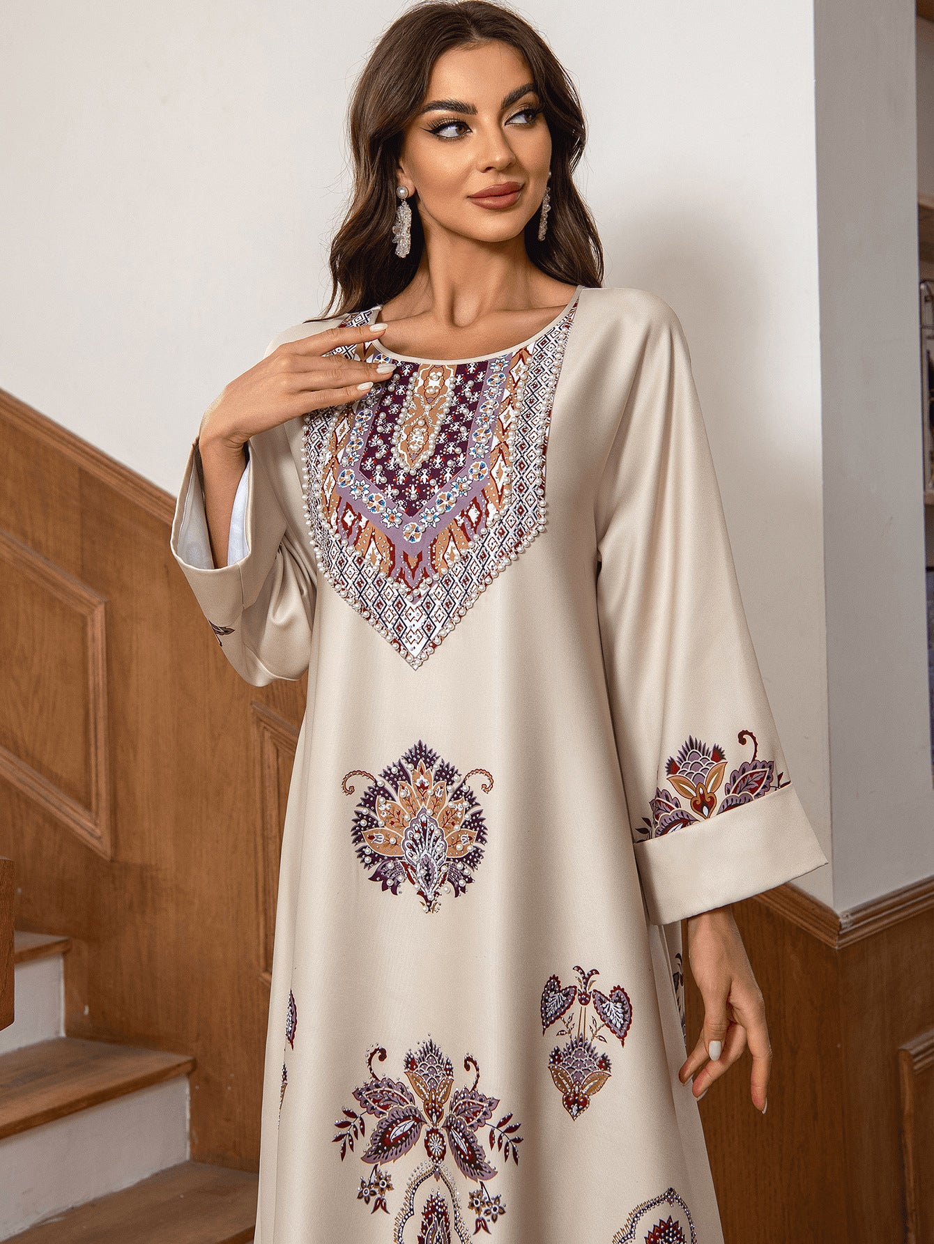 Print Hot Diamond Beaded Dress