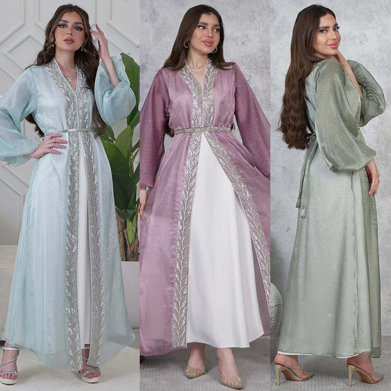 Women's Puff Sleeve Hot Diamond Three-piece Set