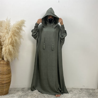 Women's Hooded Casual Dolman-sleeved Loose Dress