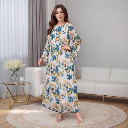 Women's Beaded Chiffon Print Dress