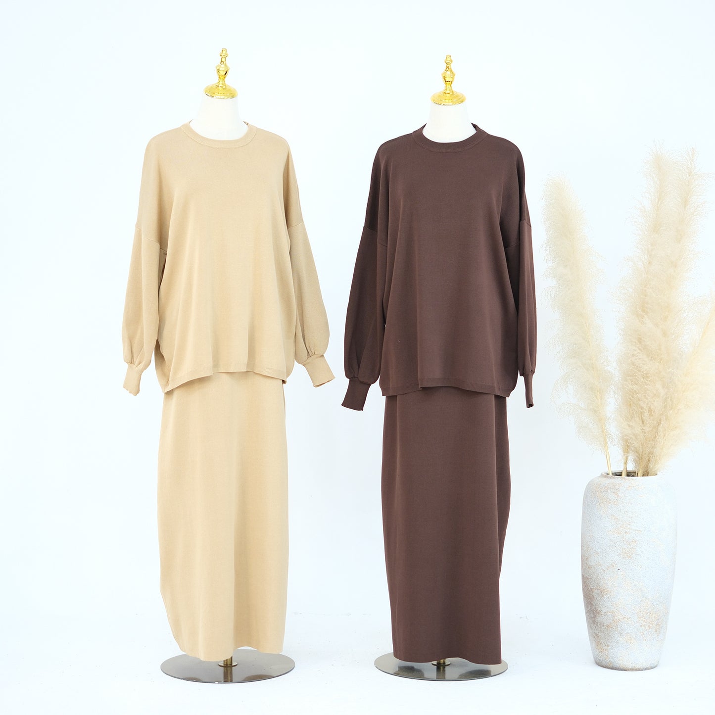 Thick Knit Two-Piece Modest Pants Set
