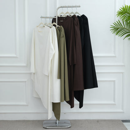 Elegant Asymmetric Top and A-Line Maxi Skirt Two-Piece Set