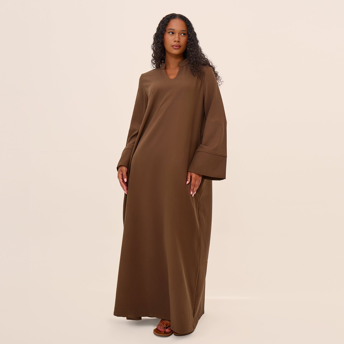 Loose-Fit Solid Color Modest Abaya Dress
