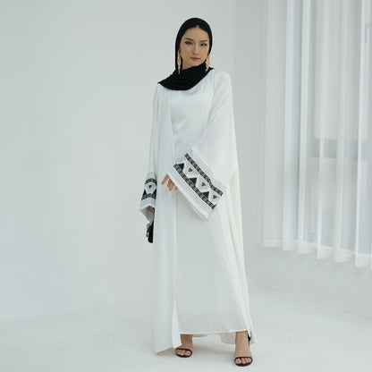 Embroidered Abaya Open Front Long Robe for Women
