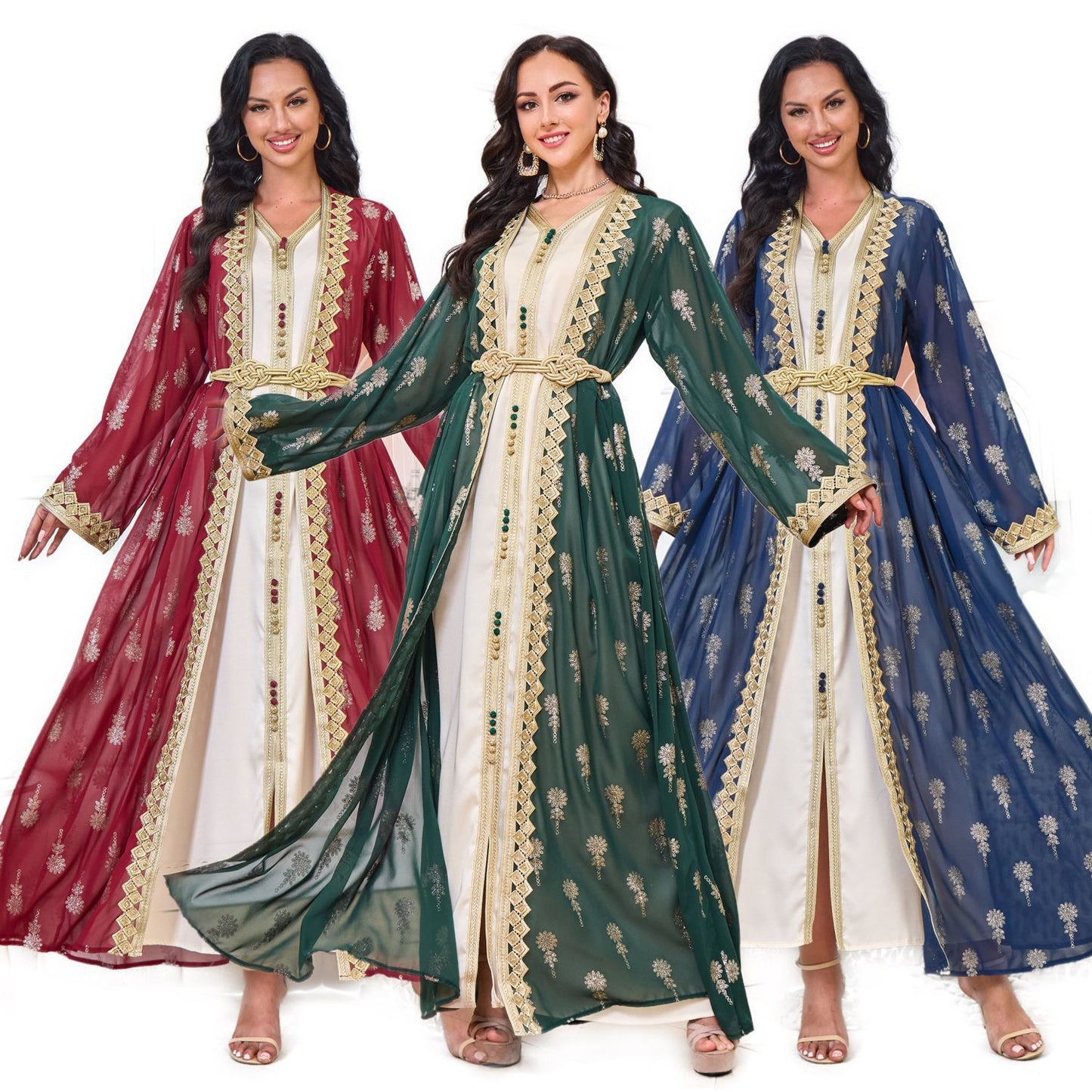 Women's Embroidered Cardigan Vest Two-piece Dress