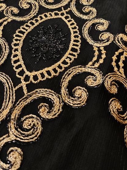 Embroidered Hem Maxi Abaya Dress for Evening