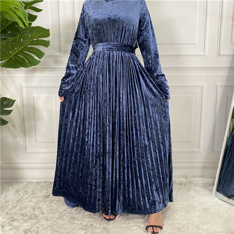 Women's Gold Velvet Dress