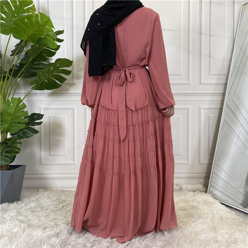 Chiffon Solid Color Large Hem Loose Dress