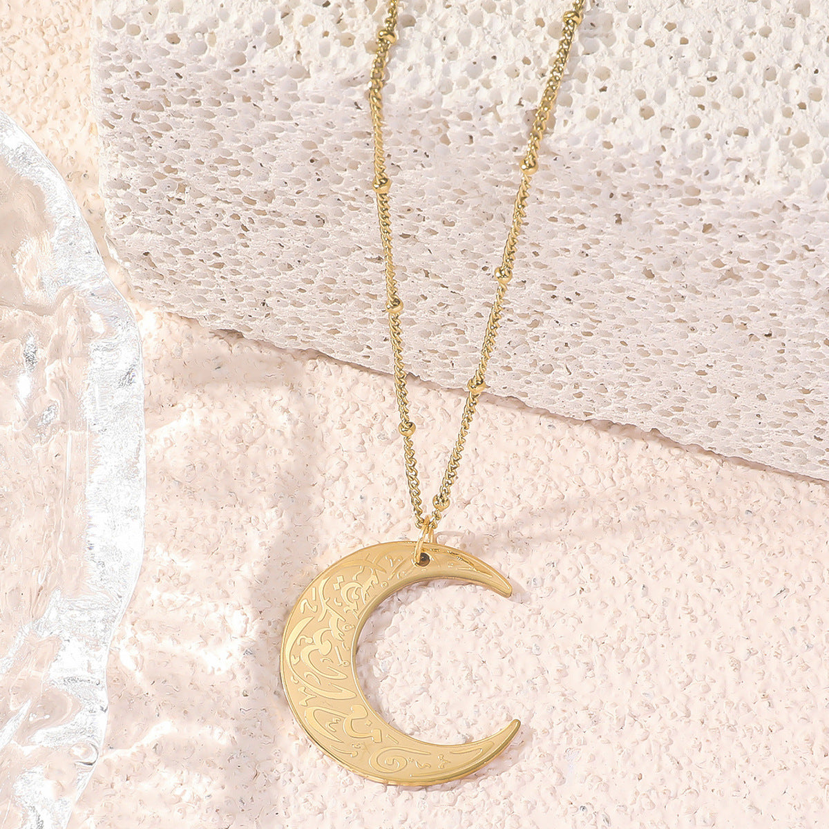 Personalized Hipster Short Simple Arabic Moon Necklace