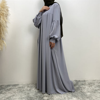 Women's Crewneck Solid Pleated Dress