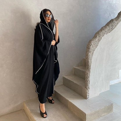 Striped Stitching Headscarf Cardigan Robe