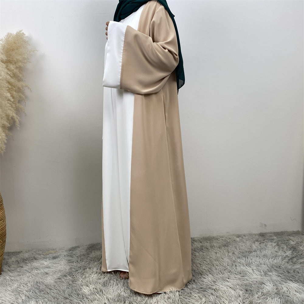 Modest Cardigan Patchwork Fake Two-piece Dress