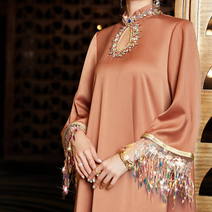 Women's Gradient Tassel Maxi Dress