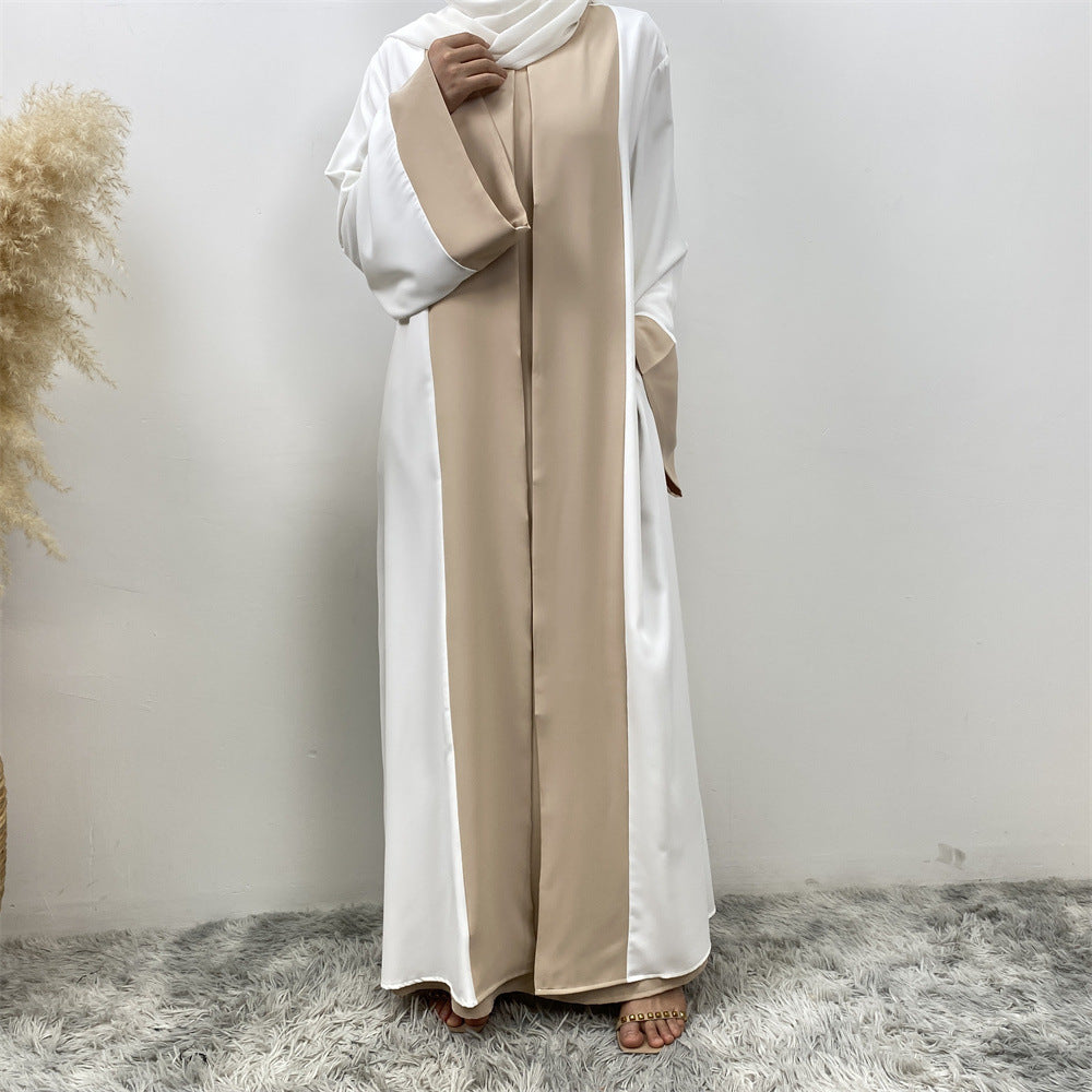 Modest Cardigan Patchwork Fake Two-piece Dress