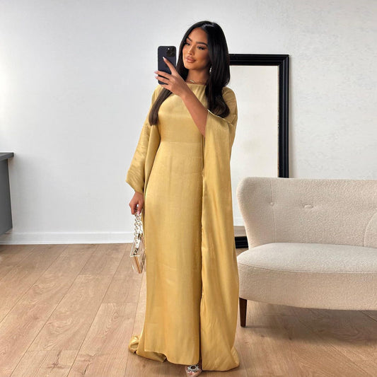 Women's Silk Satin Waist Abaya Dress