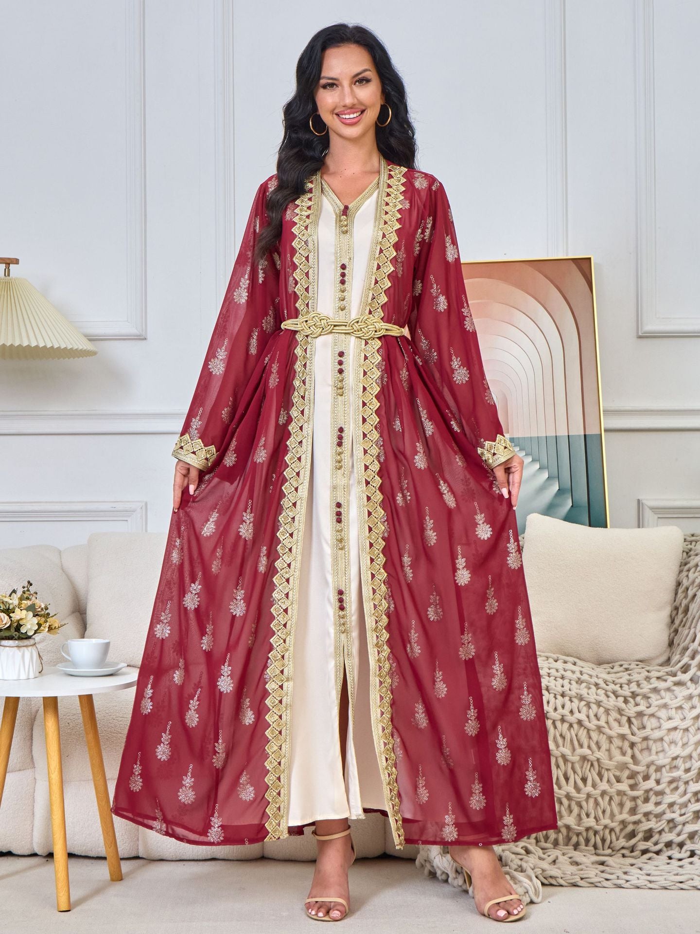 Women's Embroidered Cardigan Vest Two-piece Dress