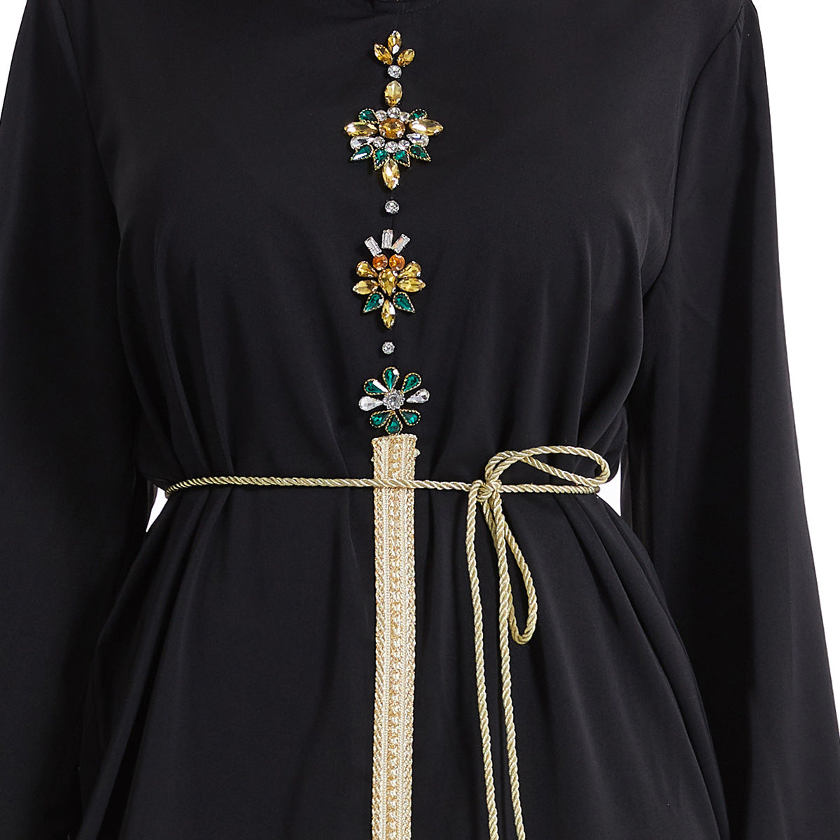 Women's Hooded Long-sleeved Hand-stitched Diamond Dress
