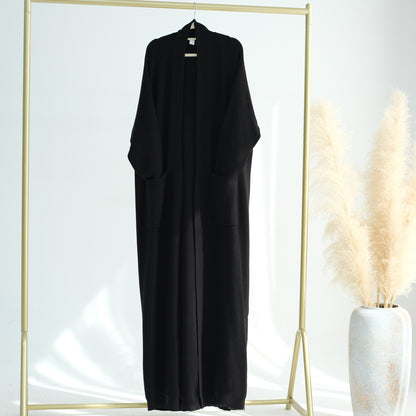 Thick Knit Two-Piece Abaya Set with Cardigan and Inner Dress