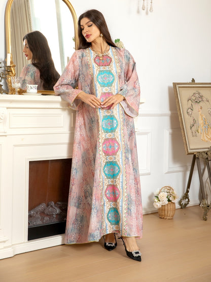 Women's Printed Beaded Embroidered Pullover Dress