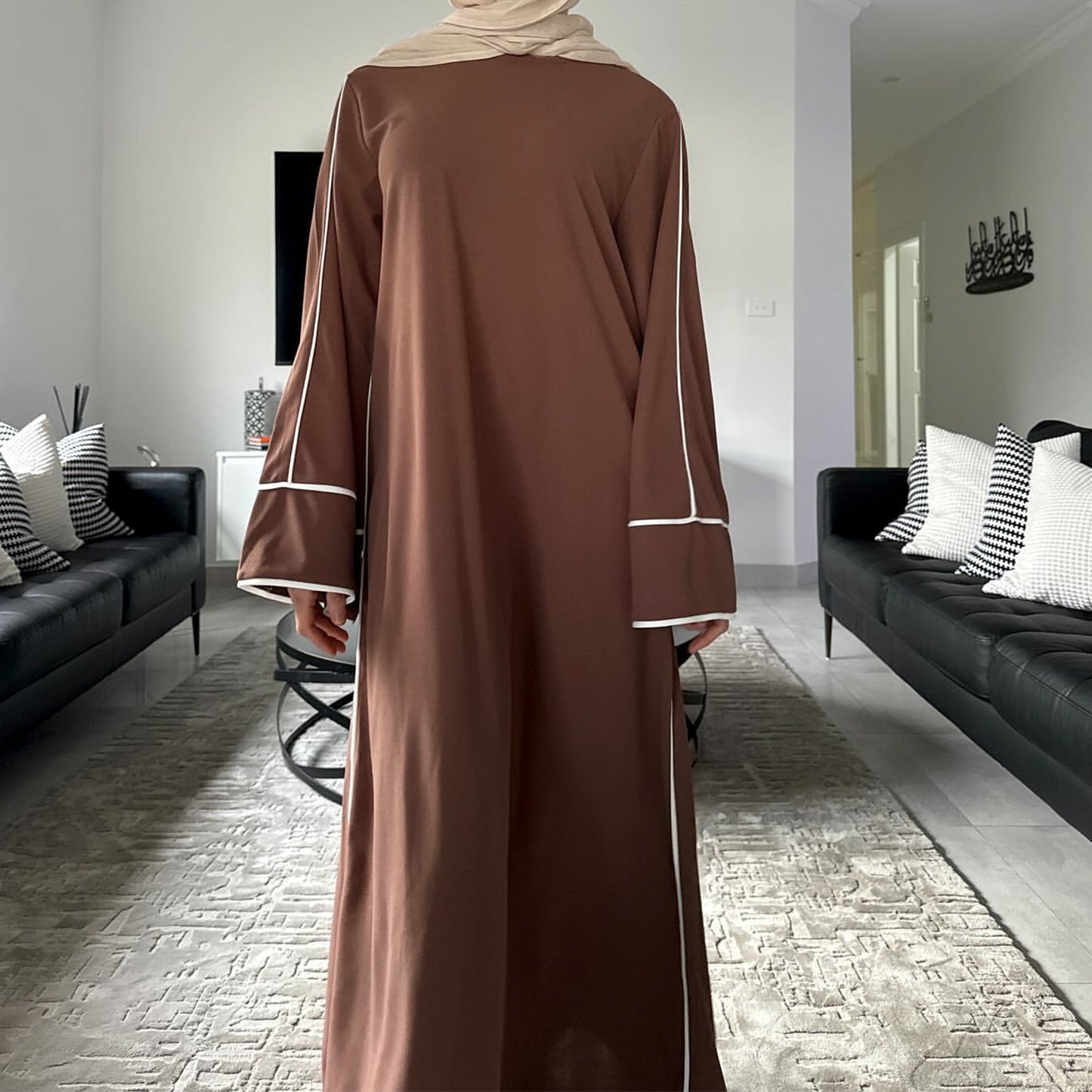 Stylish Solid Color Modest Abaya Dress
