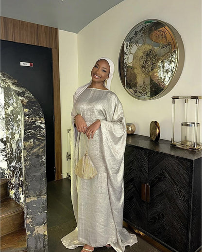 Women's Modest Feminine Hot Silver Dress