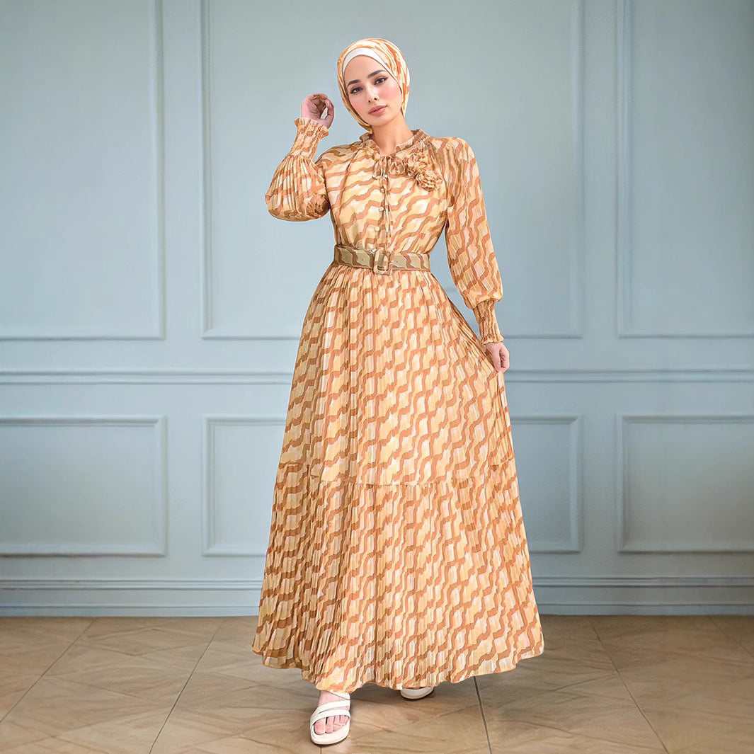 Women's Chiffon Print Pleated Dress