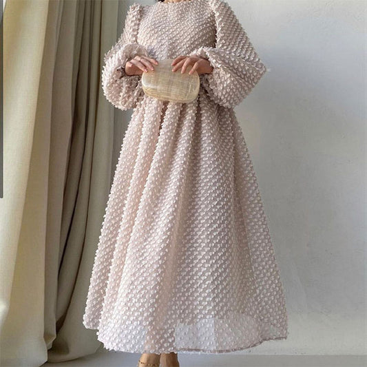 Women's Round Neck Balloon Sleeve Dress