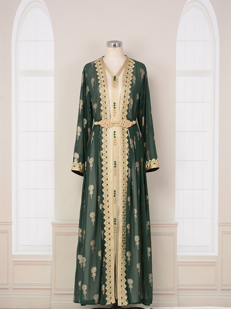Women's Embroidered Cardigan Vest Two-piece Dress
