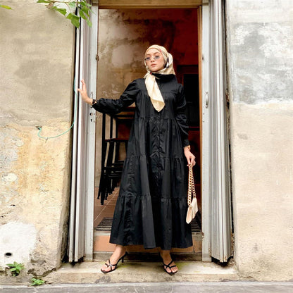Women's Solid Color Casual Wide Patchwork Dress