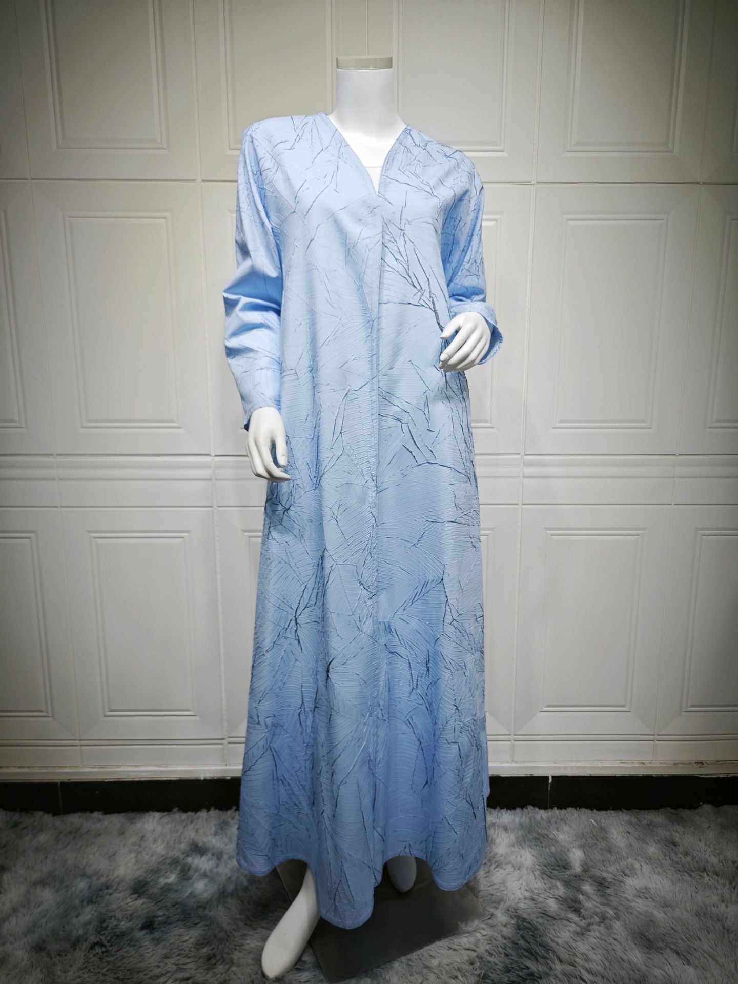 Modest Jacquard Long Sleeve Abaya Coat – Muslim Women’s Summer Outerwear