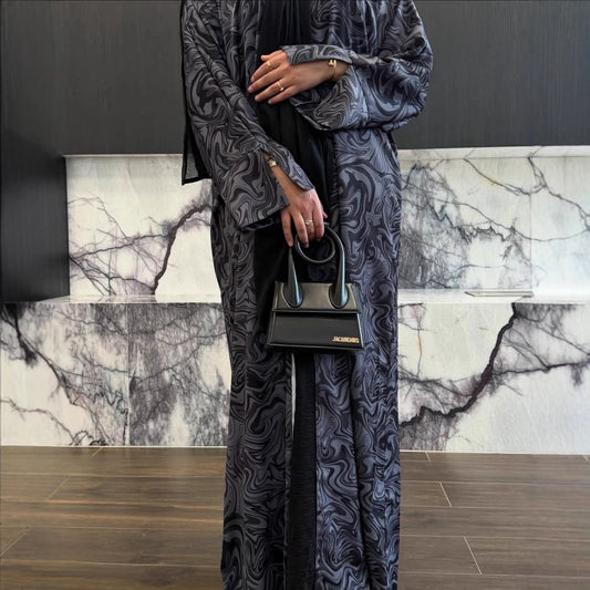 Printed Maxi Dress Long Sleeve Modest Full Length