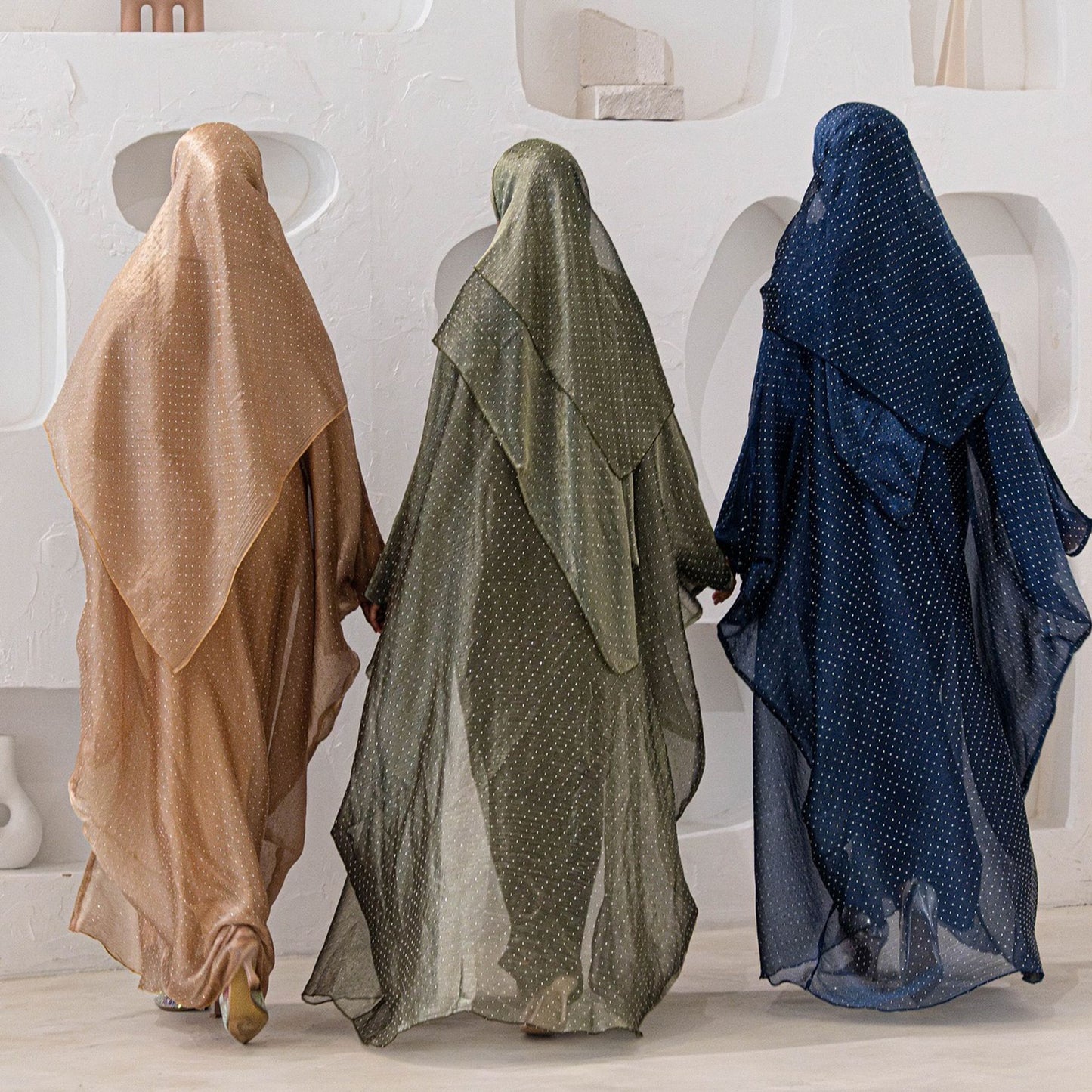 Elegant Wrinkle Chiffon Rhinestone Abaya with Scarf Dubai Middle East