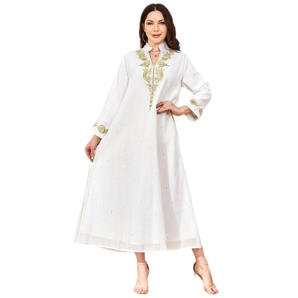 Women's Embroidered Studded Diamond Dress