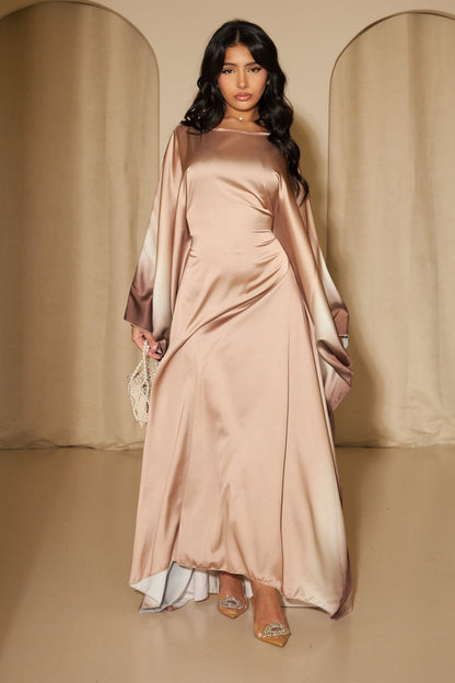 Gradient Party Waisted Batwing Sleeve Dress