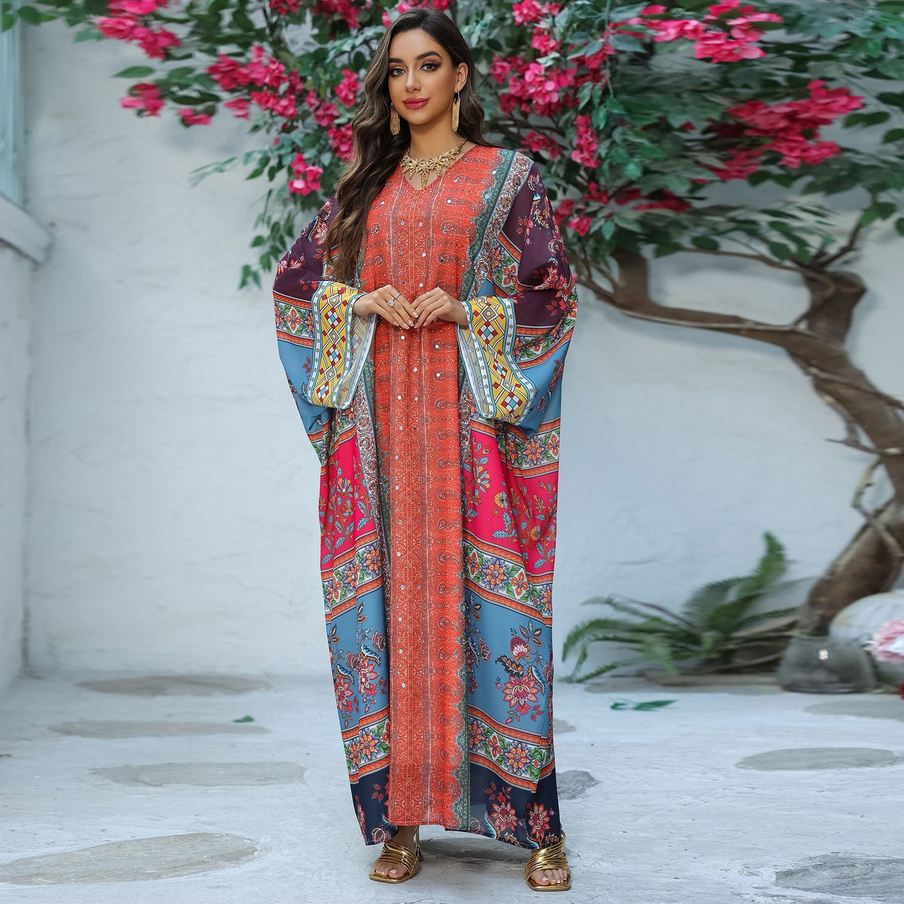 2025 summer new jacquard embroidery hot diamond dress  Abayaya