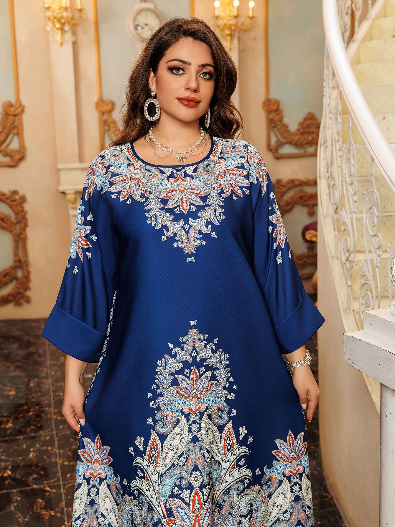 Women's Printed Flower Hot Diamond Dress
