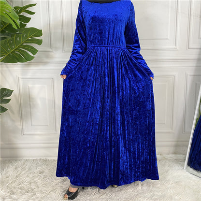 Women's Gold Velvet Dress