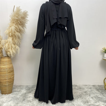 Women's Solid Stretch Sleeve Front Zip Dress