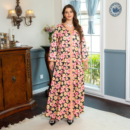 Women's Floral Patterned Patchwork Dress