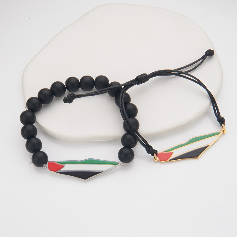 Palestine National Flag Black Bracelet and Hand Rope