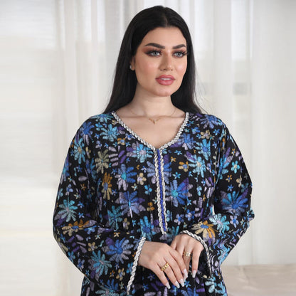 Women‘s V-Neck Floral Bead Dress