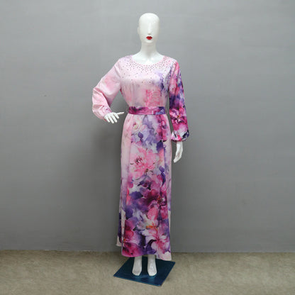 Women's Printed Casual Color Rhinestone Dress