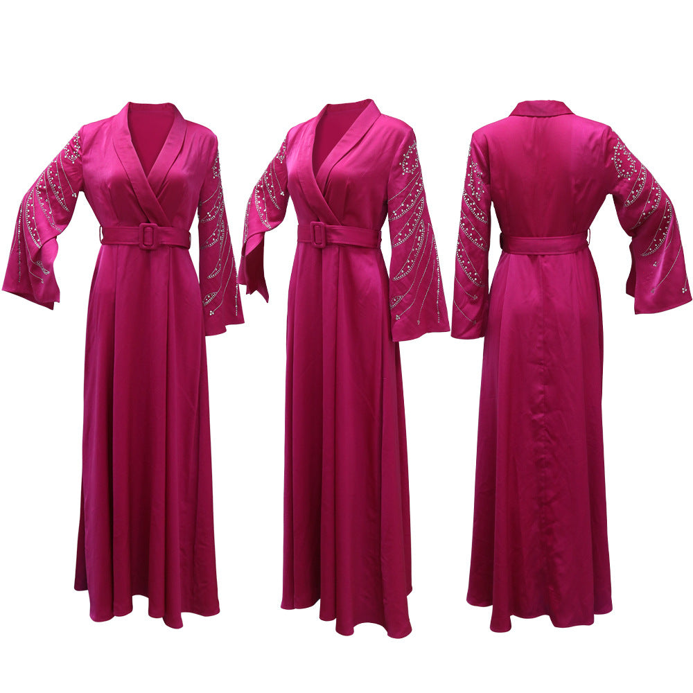 Women's Hot Jalabiya Party Dress with Belt