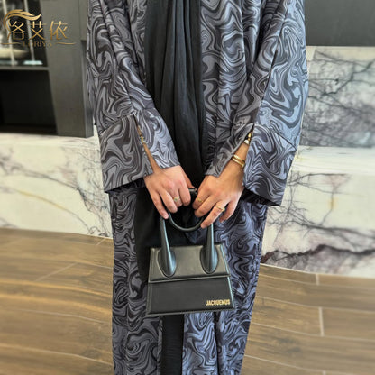Printed Maxi Dress Long Sleeve Modest Full Length