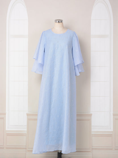 Rhinestone Double Layer Short Sleeve Loose Dress