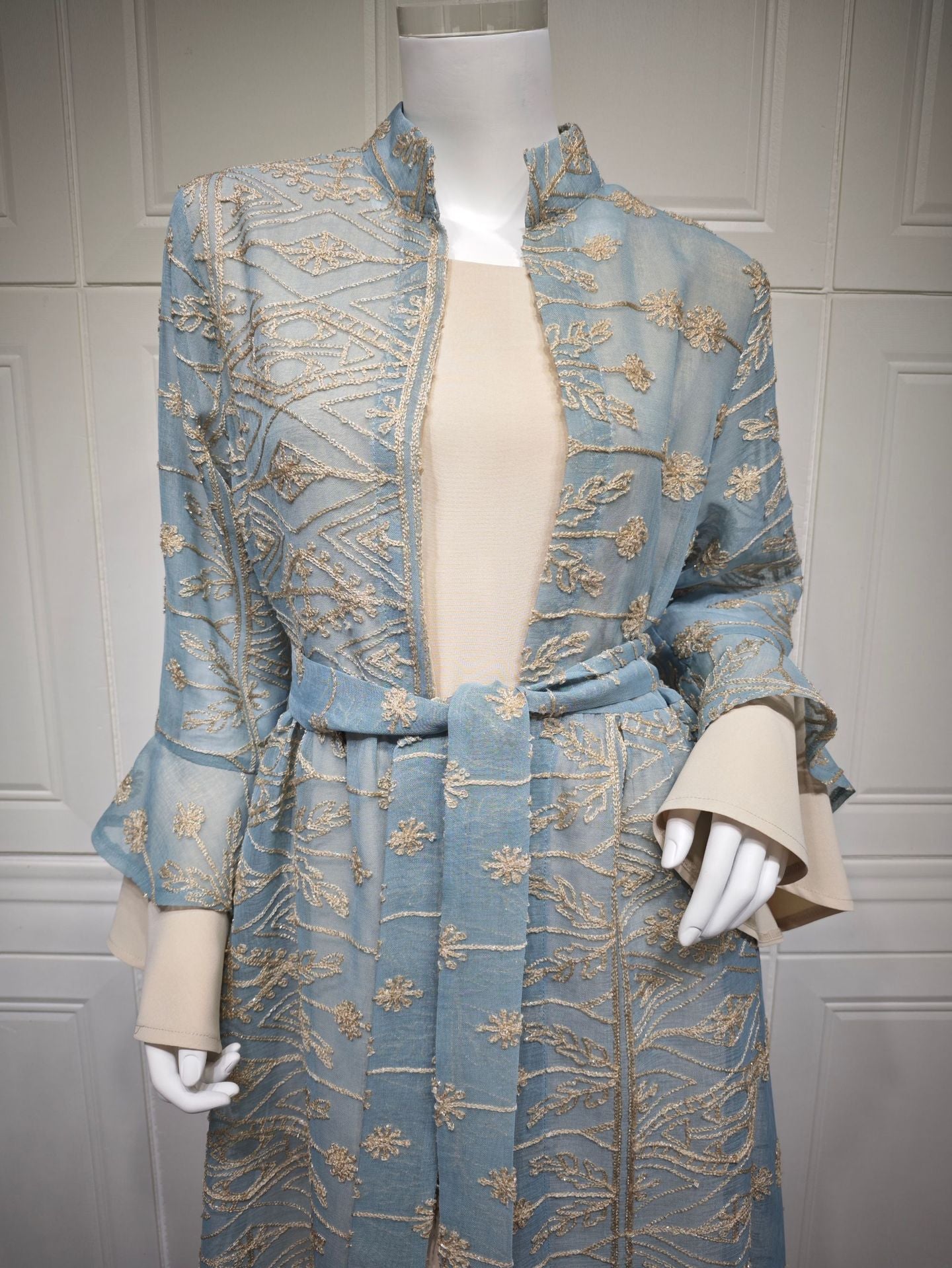 Elegant Long Skirt Embroidered Robe Two-piece Set