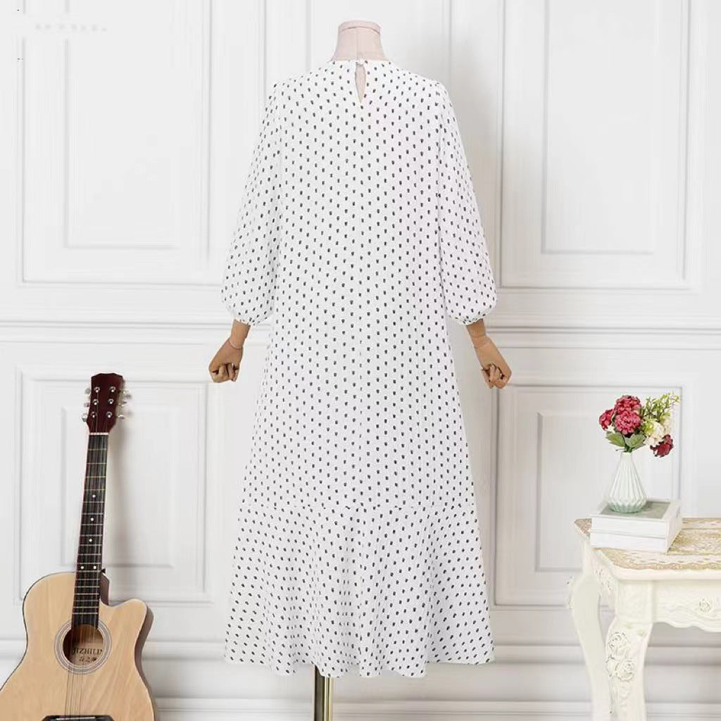 Women's Long-sleeved Printed Black Abaya Dress