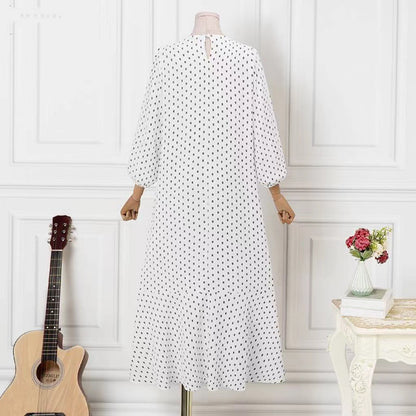 Women's Long-sleeved Printed Black Abaya Dress