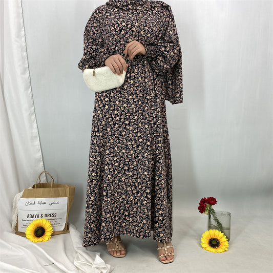 Women's Muslim Floral Dress with Headscarf